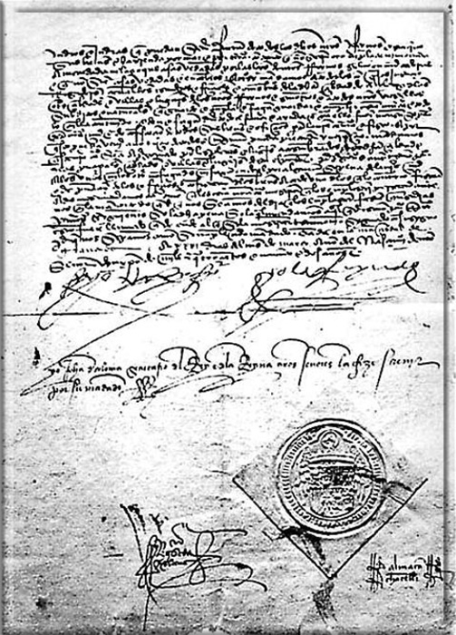 Копия Декрета Альгамбры, предписывавшего изгнание всех евреев из королевств Кастилия и Арагон.