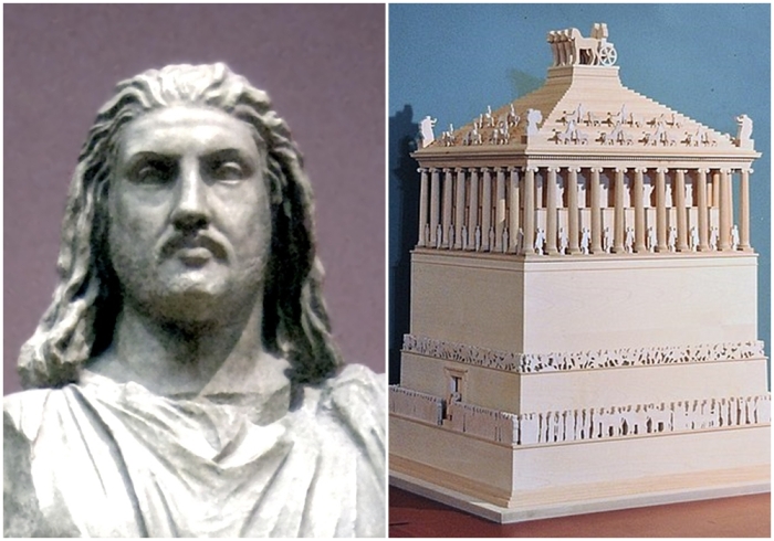 Слева направо: Мавсол, 377-353 годы до нашей эры. Модель мавзолея в Галикарнасе, в Бодрумском музее подводной археологии.