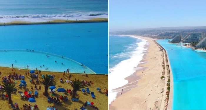 Пляж с гигантским бассейном в Чили.