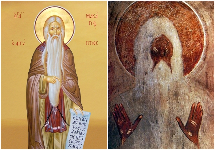 Слева направо: Икона святого Макария. Макарий Великий.