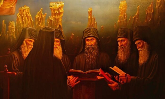 Молящиеся греческие православные монахи, автор Richard MC. Фото: xristianos.gr.