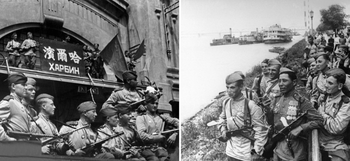 Бойцы Советской армии в Харбине.