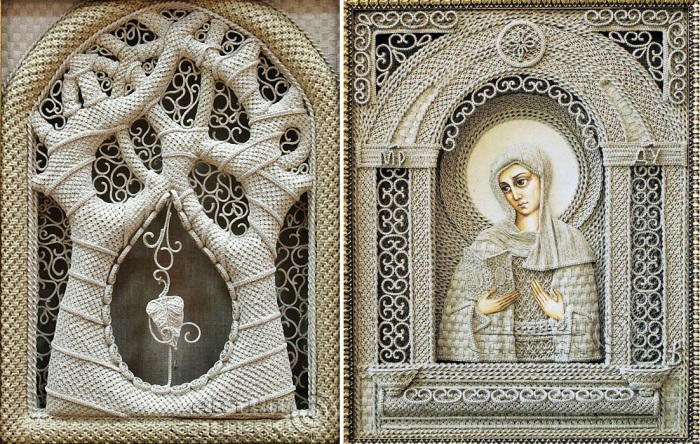 Художник плёл иконы и фантазийные картины на религиозную тематику.