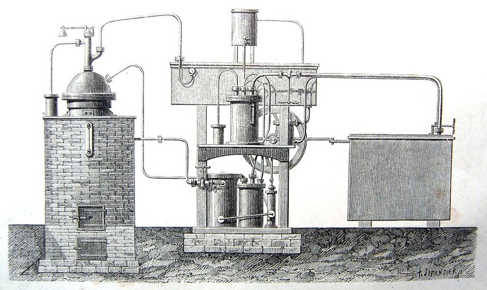 Один из первых аппаратов для производства льда, первая половина XIX в. Источник: commons.wikimedia.org