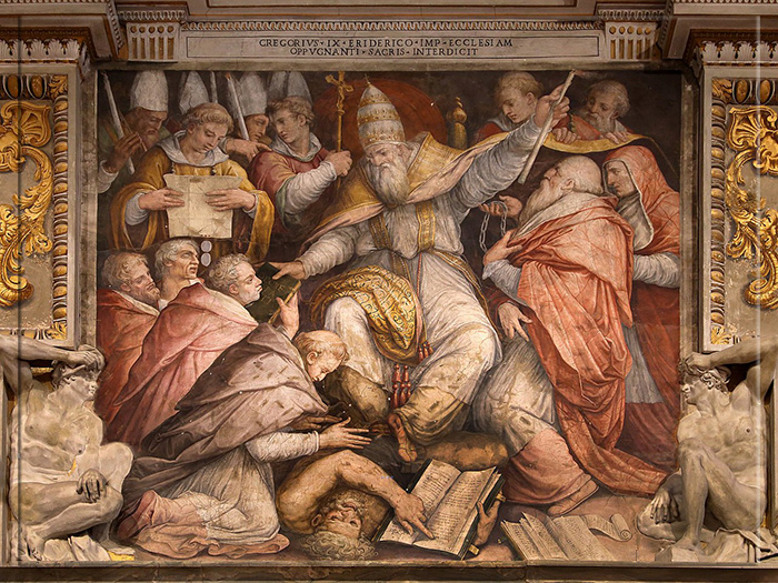 Отлучение Фридриха II от церкви Папой Григорием IX, работа Джорджо Вазари.
