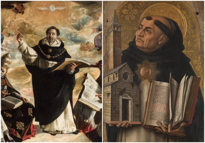 Слева направо: Деталь картины: Апофеоз святого Фомы Аквинского, Франсиско де Сурбаран, 1631 год. Фома Аквинский.