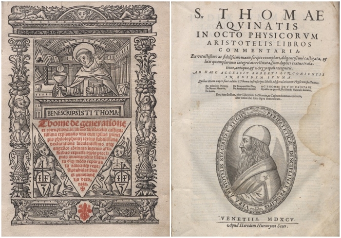 Слева направо: Super Physicam Aristotelis, 1595 год. Super libros de generatione et corruptione.
