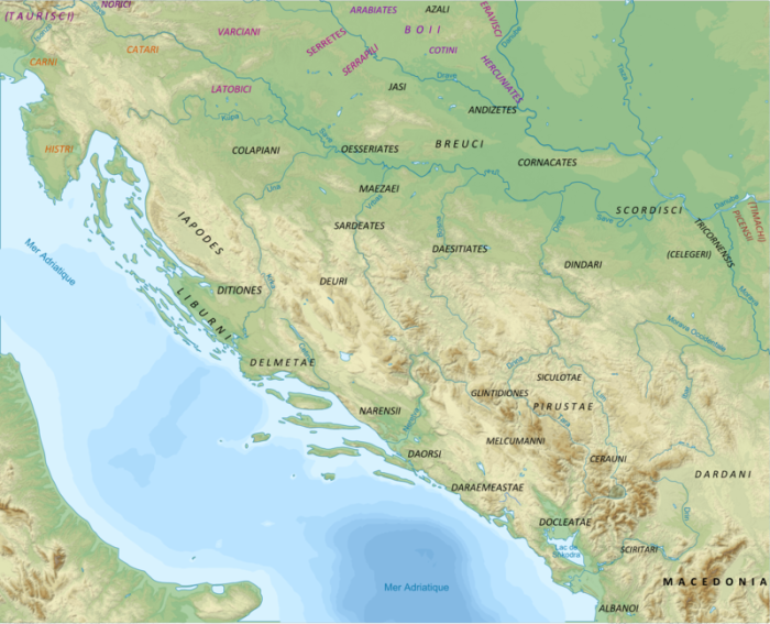 Племена в Юго-Восточной Европе, Западных Балканах, Паннонии и западной Дакии, около 50 г. до н.э. Фото: en.wikipedia.org.