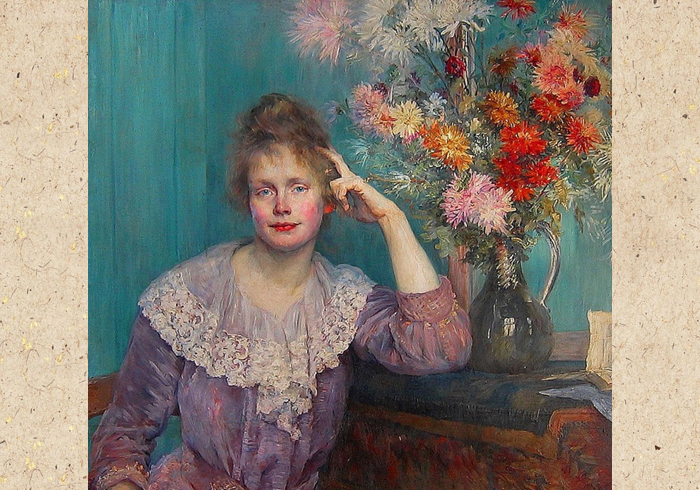 Портрет женщины с цветами.