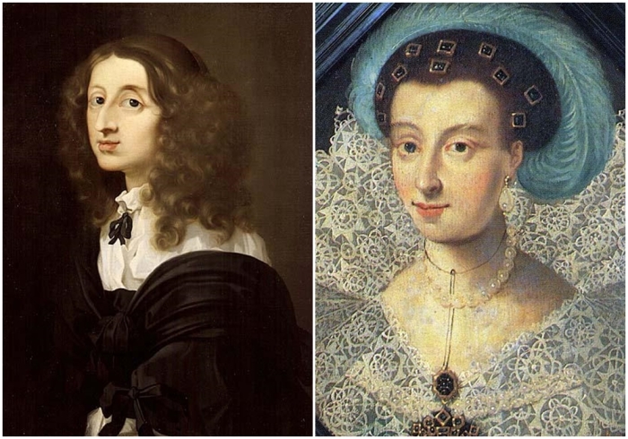 Слева направо: Кристина Шведская. Современный портрет Марии Элеоноры, демонстрирующий сходство с ее дочерью Кристиной.