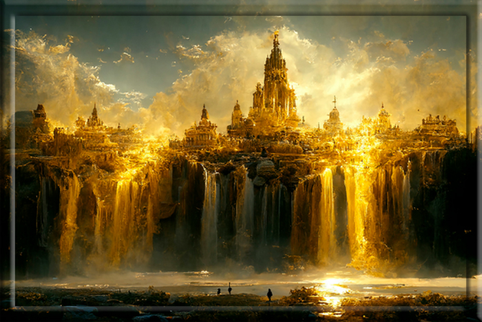 Художественное изображение легендарного затерянного золотого города.