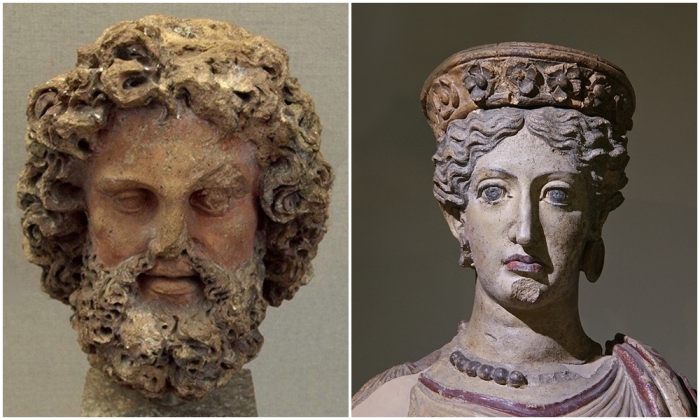 Слева направо: Этрусский бог Тиния. Этрусский бог Уни.