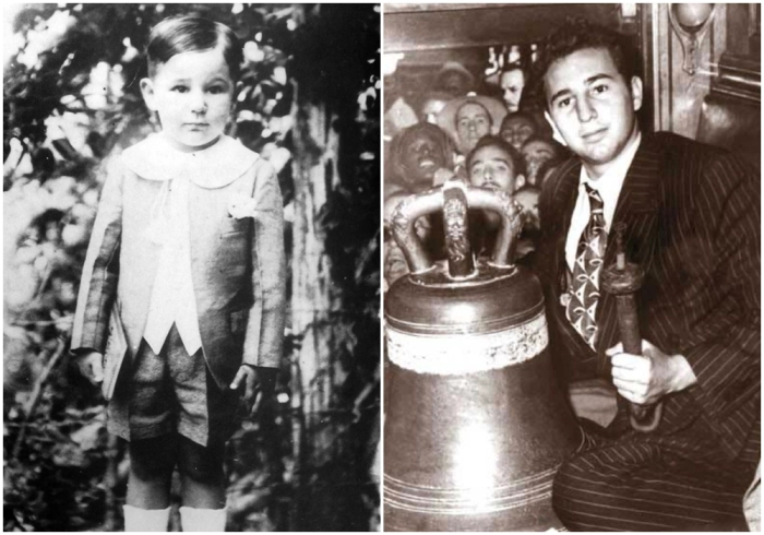 Слева направо: Фидель Кастро в детстве. Фидель Кастро в студенческие годы.