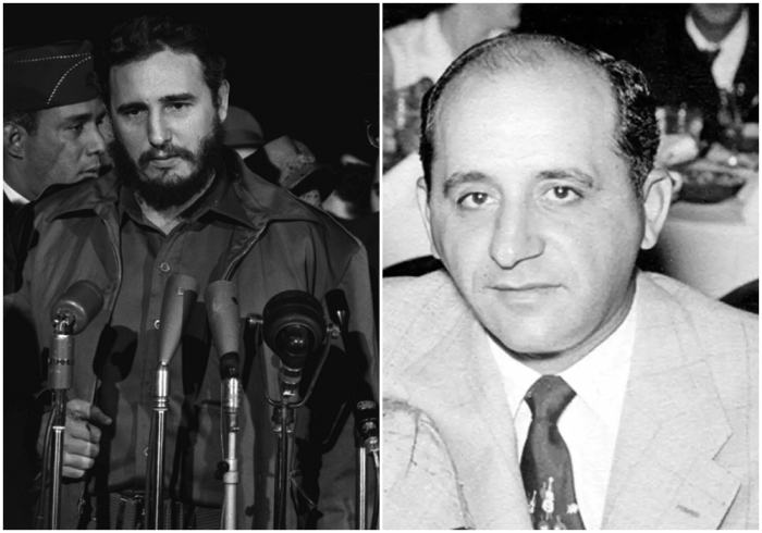 Слева направо: Прибытие Фиделя Кастро в Вашингтон, округ Колумбия, 1959 год. Наемный убийца, нанятый ЦРУ, Момо Сальваторе (Сэм) Джанкана.