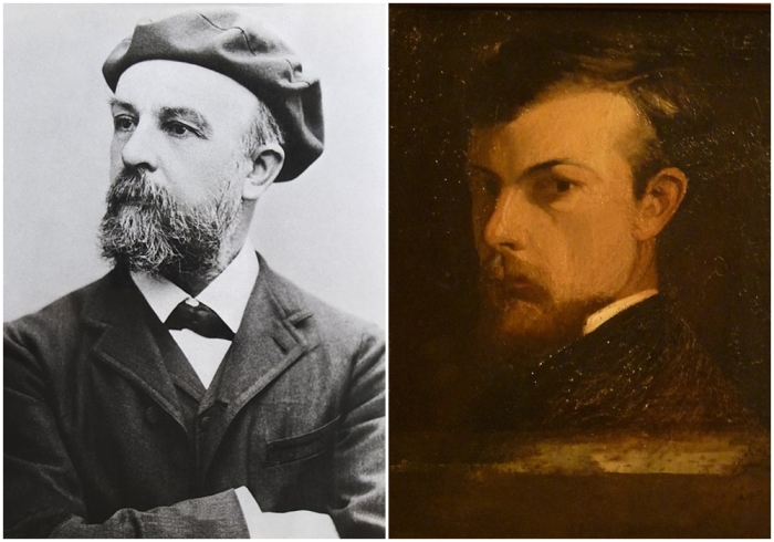 Слева направо: Одилон Редон, фотографический портрет. Одилон Редон, Автопортрет, 1867 год.