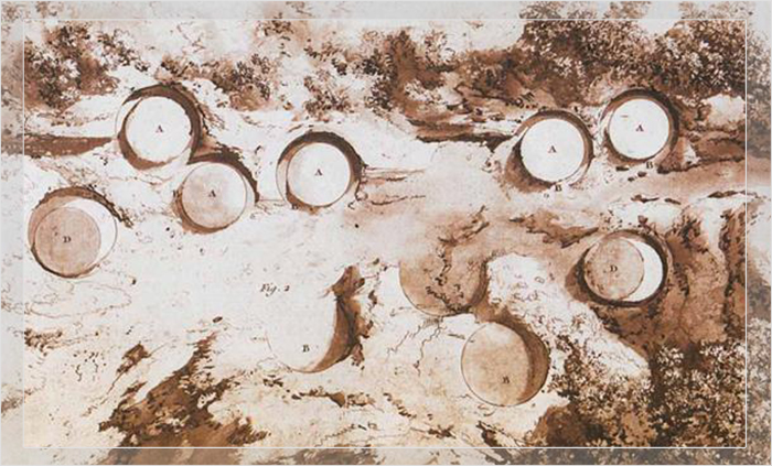 Карьер сверху, где видны остатки необработанных колонн, предназначенных для Селинунта, в пещере Куза на Сицилии.