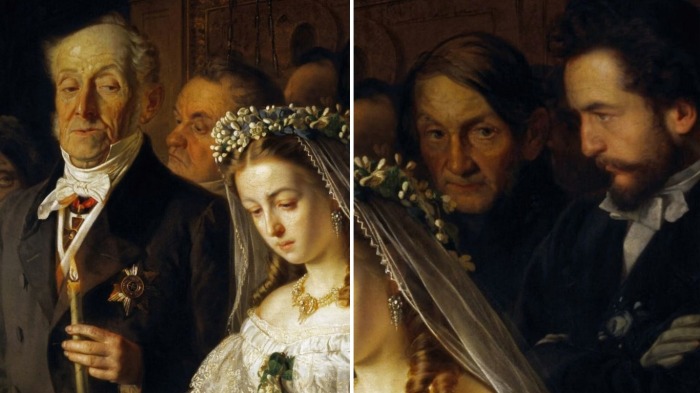 С кого художник Пукирев писал своё полотно «Неравный брак» и зачем на картине призрак